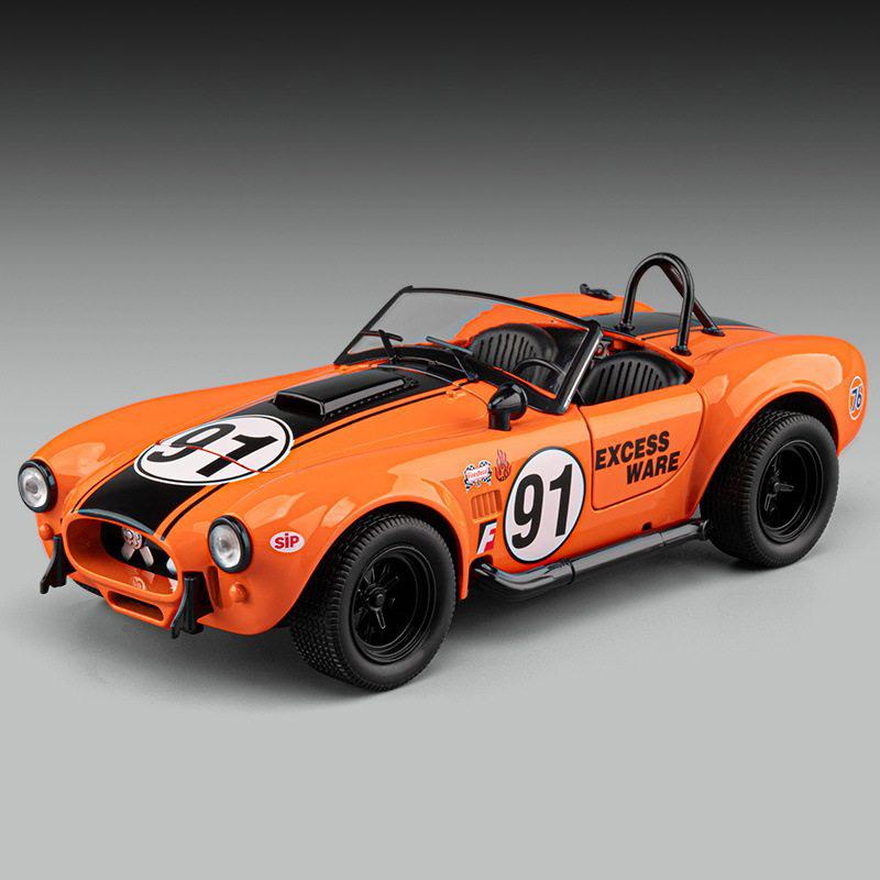 1:22 Shelby Cobra 427 S/C Alloy Roadster Sports Car Model Diecast Metal Classic Retro Vehicle Car Model Sound Light Kid Toy Gift