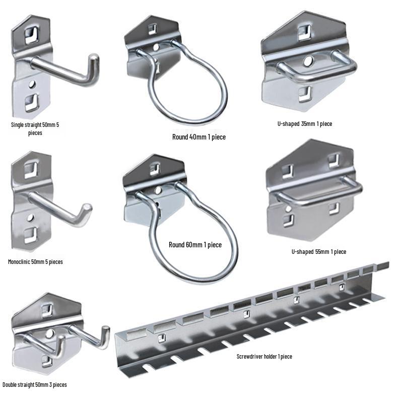 Стеллаж для инструментов с квадратными отверстиями и крючками для отверток и магнитной полосой