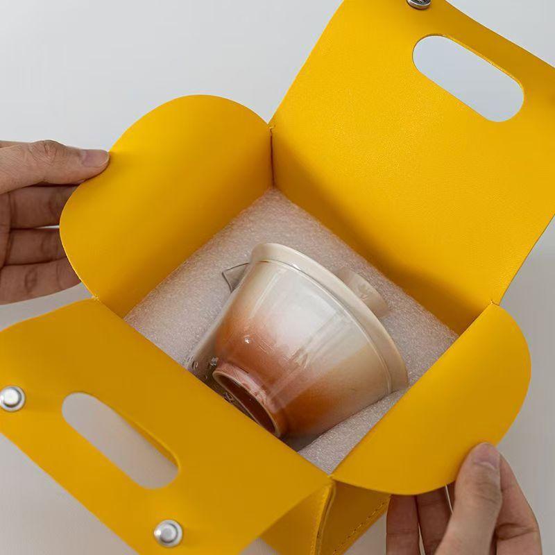 Kiln change travel tea set cover bowl set home office tea ceramic portable express cup business souvenir