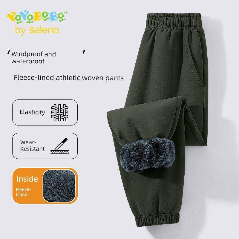 Baleno Kids Ybb Boys' Sports Pants Autumn and Winter Children's Casual Pants Outdoor Fleece-Lined Pants
