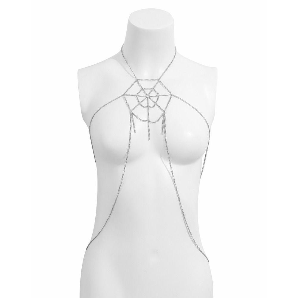 Jewelry Spider Web Body Chain Sexy Spider Web Thigh Chain Halloween Breast Chain Party Decoration