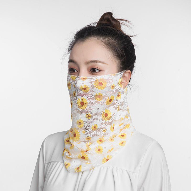 Summer Ice Silk Scarf Mask Neck Protector Fake Collar Printing Riding Protection Anti-ultraviolet Breathable Sunscreen