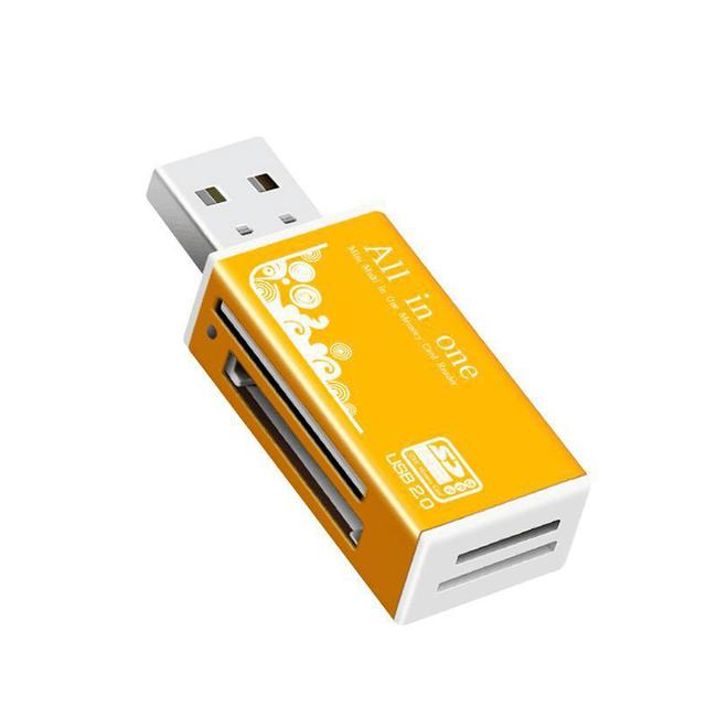 Алюминиевый кард-ридер 4 порта USB 2.0 Micro SD TF M2 MS Pro Duo MMC SDHC Адаптер для карт памяти телефона и камеры с LED-индикатором