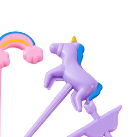 6Pcs Fruit Pick Reusable Bento Food Picks Cute Rainbow Star Heart Shapes Fruit Fork Easy To Clean for Kids