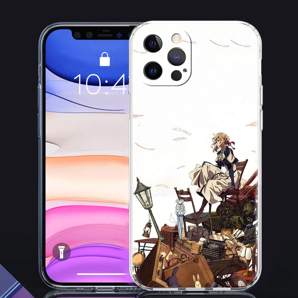 Прозрачный чехол Purple Evergarden для iPhone 13 Mini 12 Pro 11 XR SE 2020 XS Max 7 8 Plus X, силиконовый чехол для телефона 6 6S, Fuana Sac