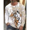 Design Trendy Men's Animal 3D Digital Printed Men's Round Neck Long Sleeved T-shirt Casual American T-shirt