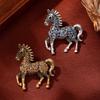 Yousheng Retro Horse Brooch Rhinestone Inlaid Horse Pin Zodiac Year Animal Brooch Men Women Suit Accessory for Handbag Clothes Decoration