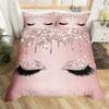 Eyelash Duvet Cover Set Eyes Pattern Design Comforter Cover Microfiber Girly Priness Style Glitter Twin King Queen Bedding Set