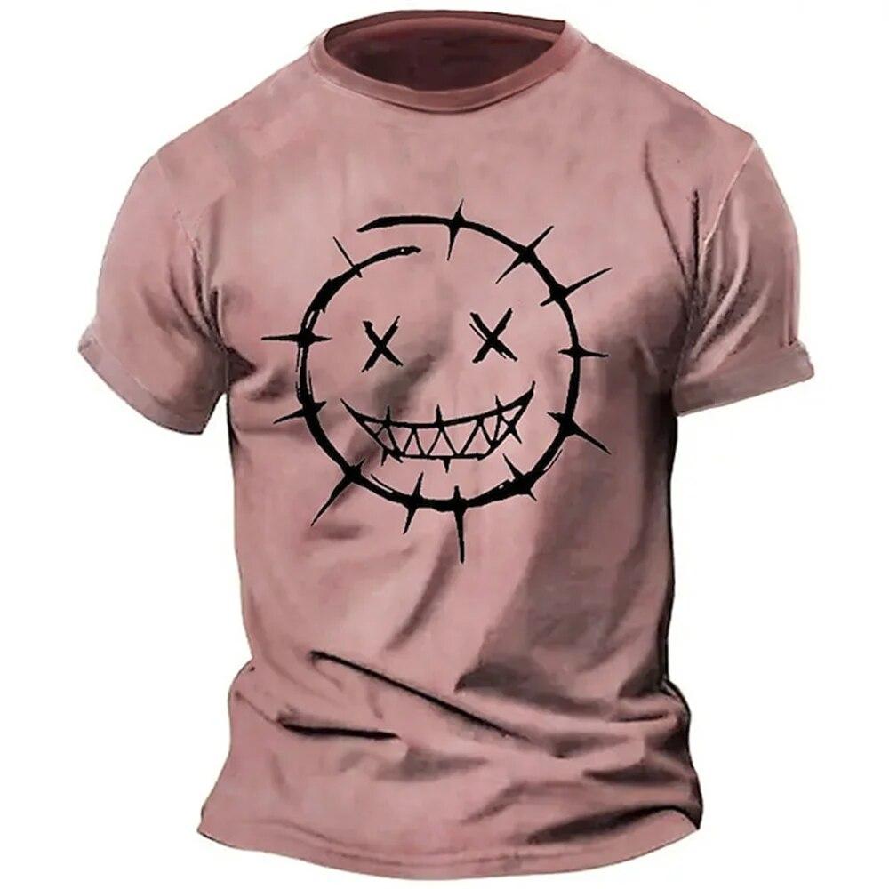 Мужская футболка с 3d принтом смайлика, футболка с короткими рукавами, уличная одежда большого размера, футболки, летние повседневные новые модные мужские топы с круглым вырезом, пуловер