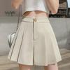 Женские шорты А-силуэта с широкими штанинами и складками 2023 года: Эластичный пояс, облегающий крой, повседневный летний стиль
