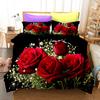3D Flower Bedding Set Romantic Love Quilt Cover and Pillow Case 2/3 Pieces AU180 * 210 Easy To Clean Home Decoration for Girls' Rooms