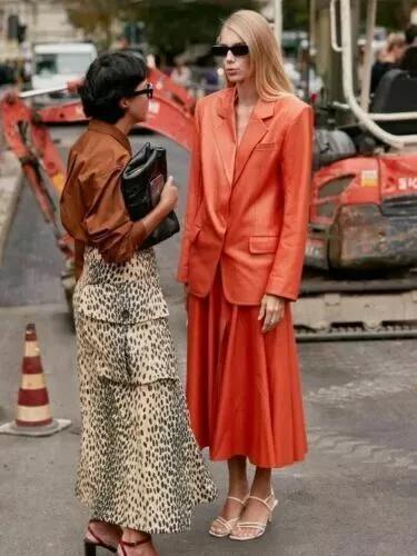 AL KHALID Women's Party Stylish Wear Button Blazer Orange Leather Real Lambskin Genuine