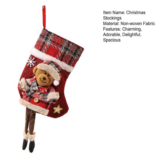 Christmas Stockings Large Plush 3D Santa Snowman Reindeer Bear Hanging Stockings for Mantel Tree Fireplace Holiday Party Decor