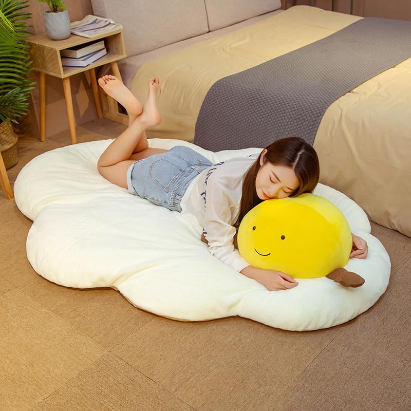 Egg Fried Adorable Plush Toy Cartoon Cushion Mat Girls Kids Home Decoration