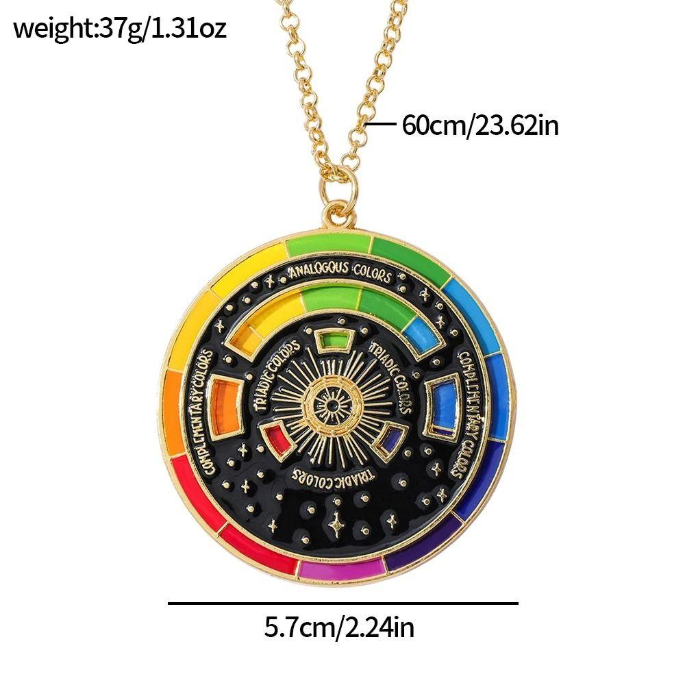 Adjustable Chain Color Wheel Necklace Unique Palette Pendant Fashion Rotating Round Pendant Gift