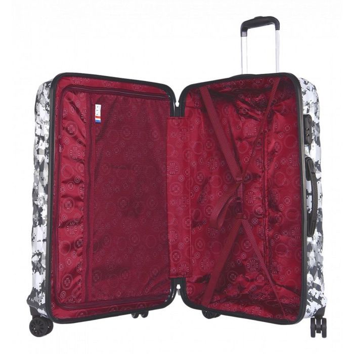Cabin Suitcase - LYS - Camouflage Grey - Polycarbonate - 55x38x20 Cm - 4 Silent Wheels