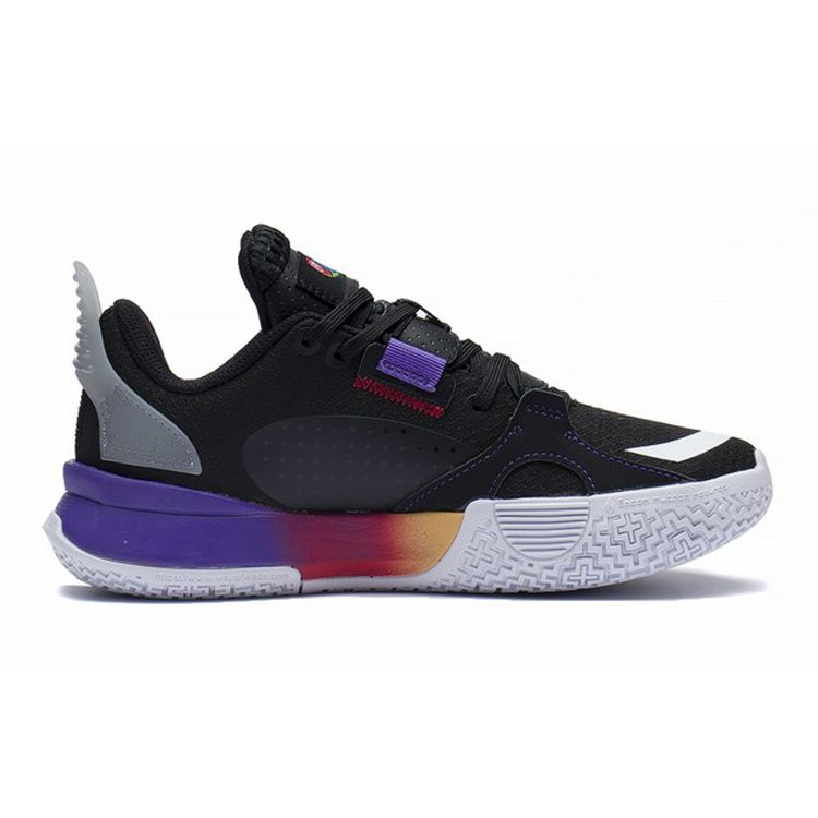 Li Ning All City 10 V1 Shock Absorption Anti-Slip Wear-Resistant Rebound Low-Top Basketball Shoes Kids Sneakers Black Purple YKBS060-7