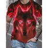 Men 3D Pattern Fire Wolf Graphic Print T-Shirt Summer Oversized Causal T-Shiet Men's Fashion Fitness Short Sleeve Clothing Tops