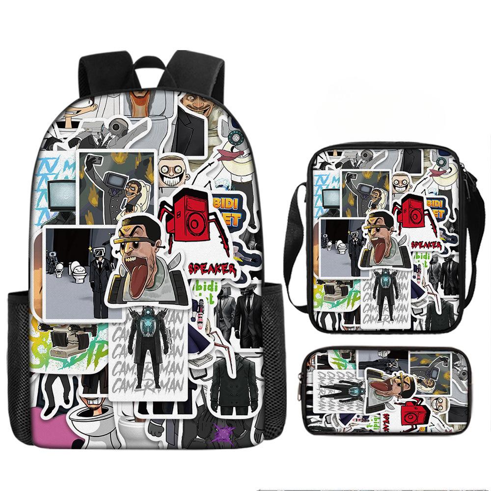 Toilet man and monitor person skibidi toilet game cartoon backpack, crossbody bag, pencil case