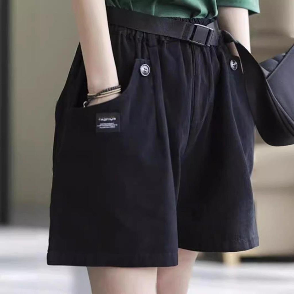 Женские летние шорты из хлопка с широкими штанинами 2025 года: Свободный, Большой, Облегающий, Универсальный, Модный, Литературный, Пятиточечный Повседневный Дизайн