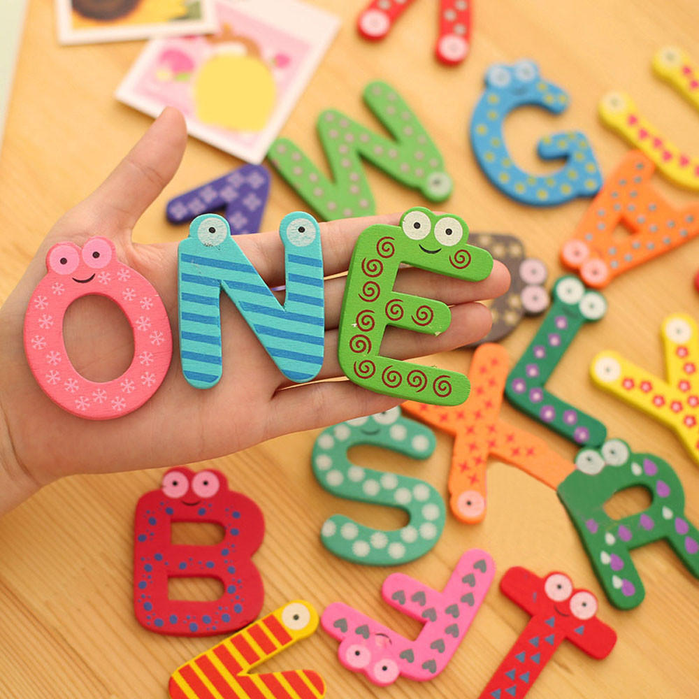 26 Piece Wooden Fridge Magnets - Educational Toy for Kids and Toddlers