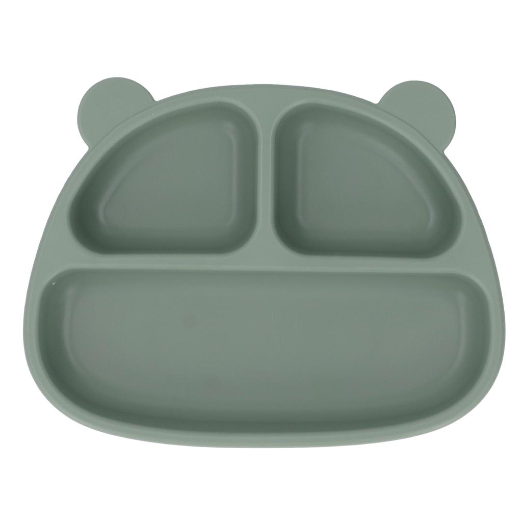 Toddler Soft Silicone Plate Home Dining Room Cute Cartoon Bear Shaped Baby Suction Plate for Snacks