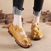 Summer First-layer Cowhide Flat-soled Women's Shoes Genuine Leather Breathable Women's Sandals Hollow Large-size Shoes