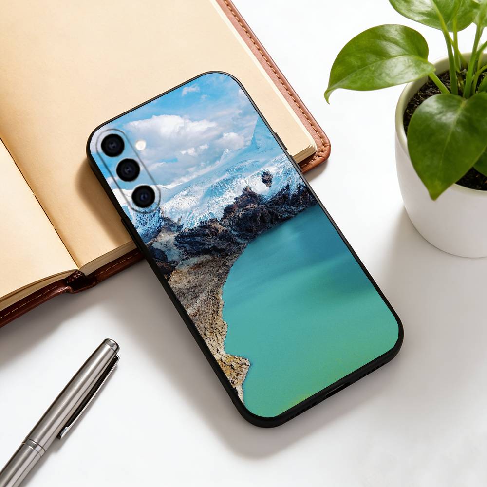 Чехол для телефона «Снежная гора» для Samsung Galaxy A73, A72, A71, A70, A53, A52, A51, Другие Мягкий черный чехол