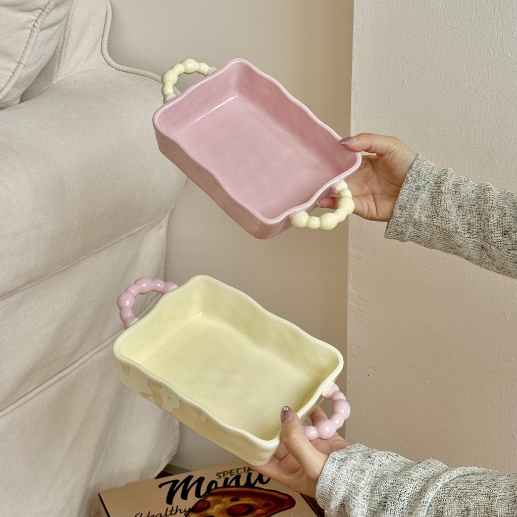 Противень для выпечки риса с сыром Single Ins, керамическая миска с двойным ушком, ручная форма для выпечки, бытовая микроволновая печь, десертная тарелка