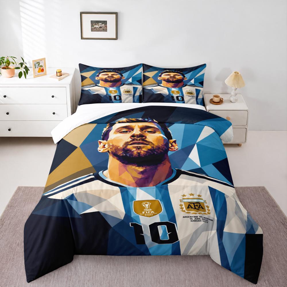 Argentinian Football Star Geometric Design Bedding set Bedding set (1 duvet cover, 2 pillowcases, duvet not included).