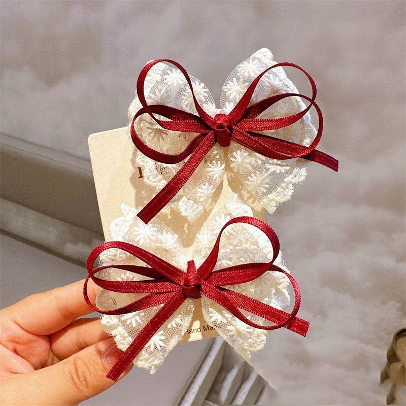 New Korean Lace Bow Children's Headgear Little Girl Temperament Lace Hairpin Handmade High-end Headgear Hair Clip