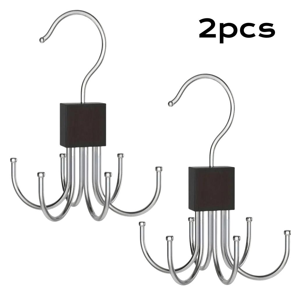 Вращающаяся на 360° вешалка для хранения, крючок с несколькими захватами, металлическая вешалка для ремней, деревянный органайзер для бюстгальтеров, галстуков, шарфов, аксессуаров для домашнего шкафа