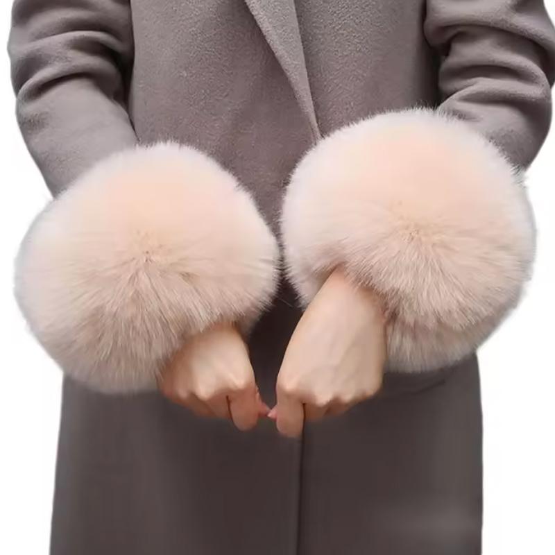 1Pair Sleeve Cover Thickened Insulation Hand Ring Faux Fur Sleeve Rabbit Like Sleeve Cover
