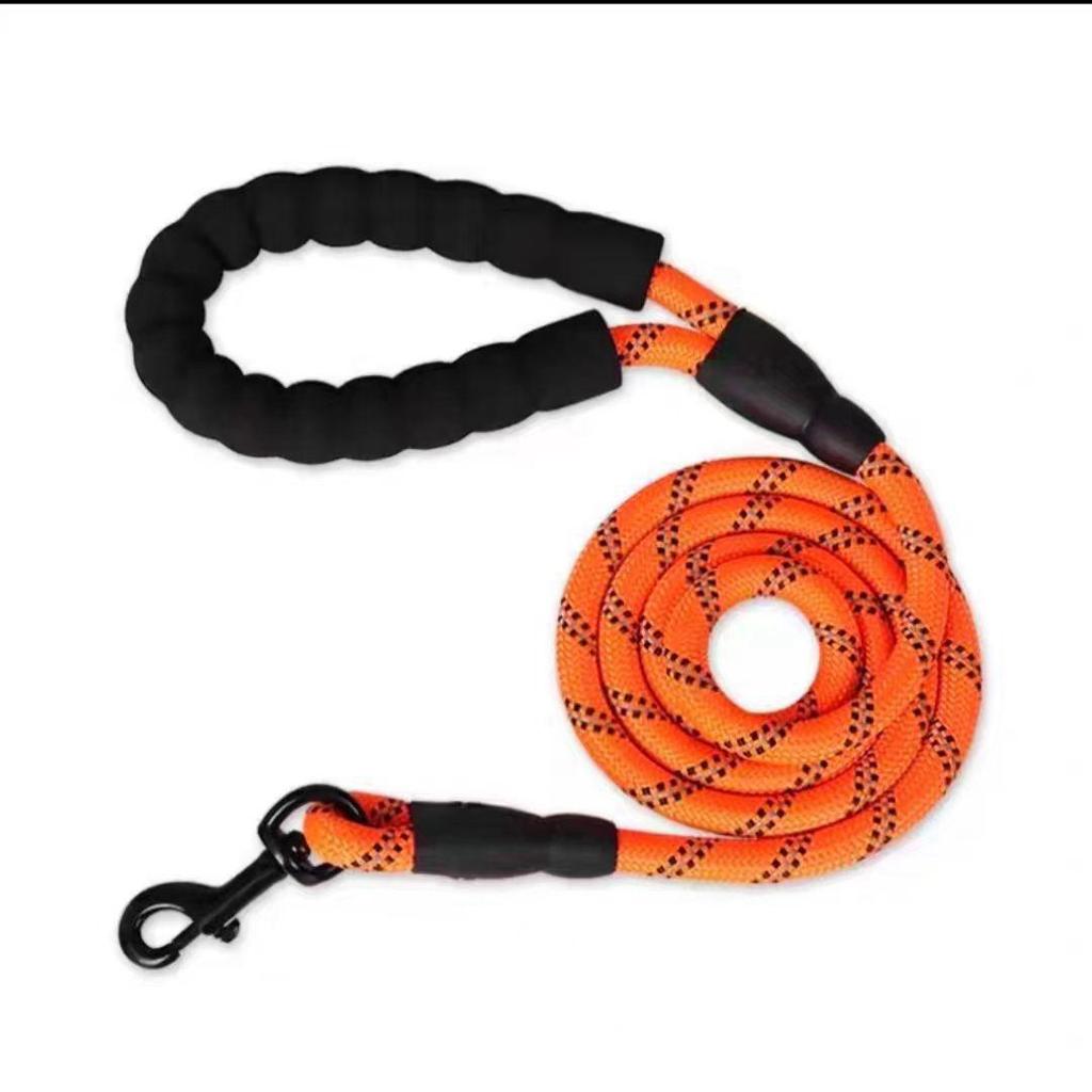 Reflective Multicolor Nylon Dog Leash with Foam Handle - Large & Medium, Explosion-Proof, Round Rope.