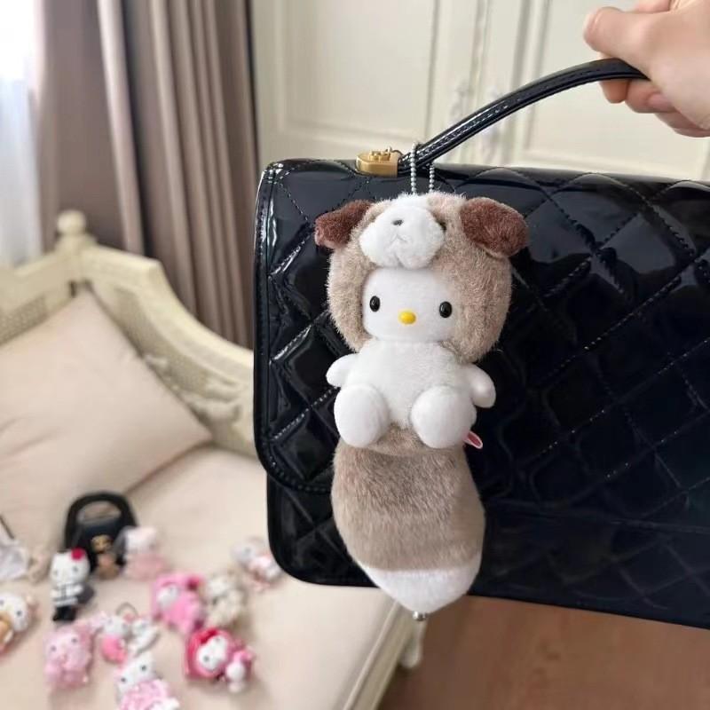 Husky Long Tail Kitty Plush Stuffed Animal Keychain Cartoon Hello Cat Backpack Ornament Gift Series 22cm