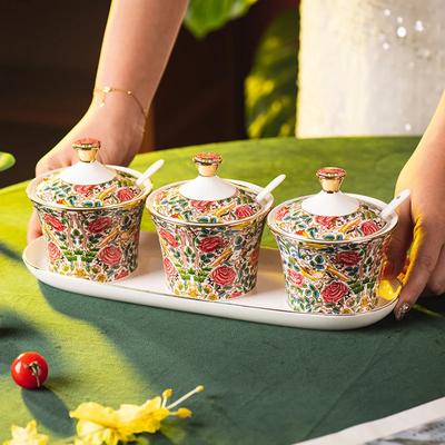 Керамический горшок для приправ в европейском стиле в виде цветка, домашняя кухня, коробка для приправ, бутылка для приправы, коробка для хранения, розлив