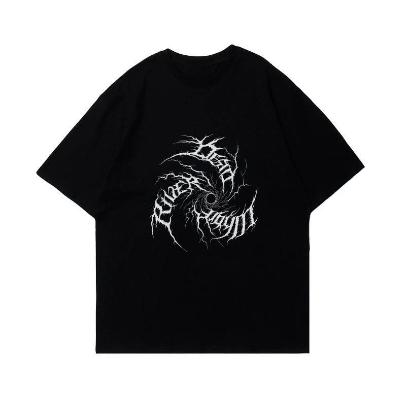 Black Hole Y2k Street Fashion Trend Casual Tshirt Unisexs and Womens Luxury Brand Top