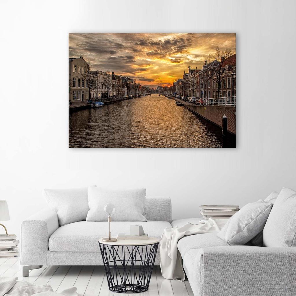 Canvas Print, City River Architecture