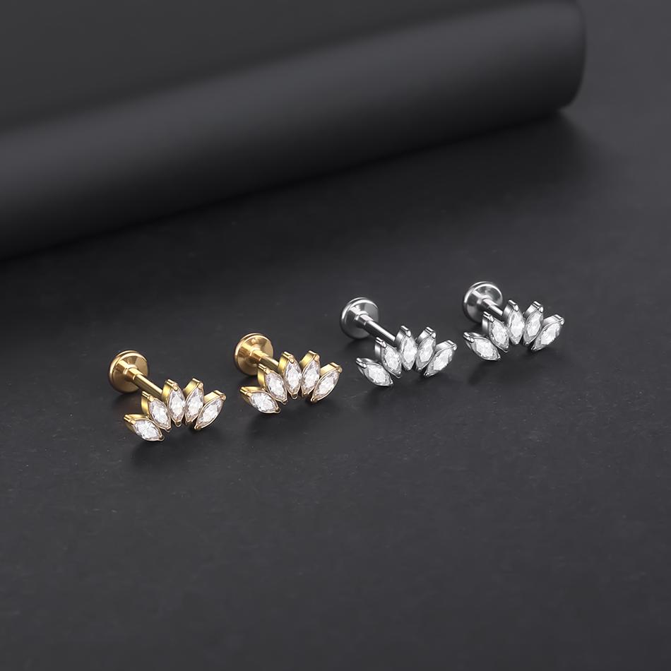 1 шт. Серьга-гвоздик из титана имплантатного качества с цирконием, с внутренней резьбой, Звезда, Лабрет, Пирсинг губы, Монро, Хеликс, Козелок, Пирсинг, Украшение