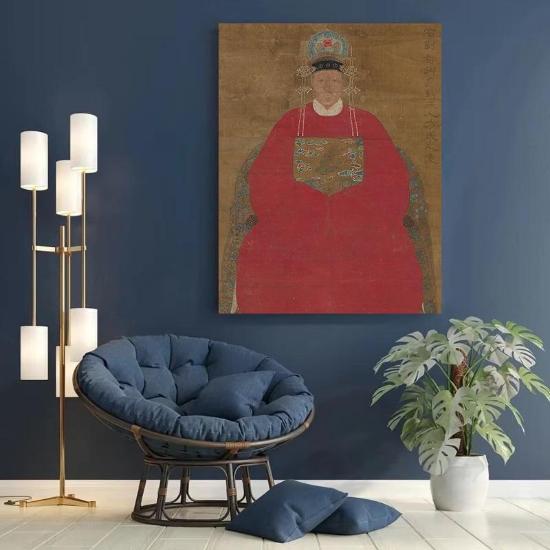 Винтажные китайские императоры в традиционных костюмах Азиатский портрет Постер Холст Живопись Настенное искусство Картинки Домашний декор интерьера Подарок