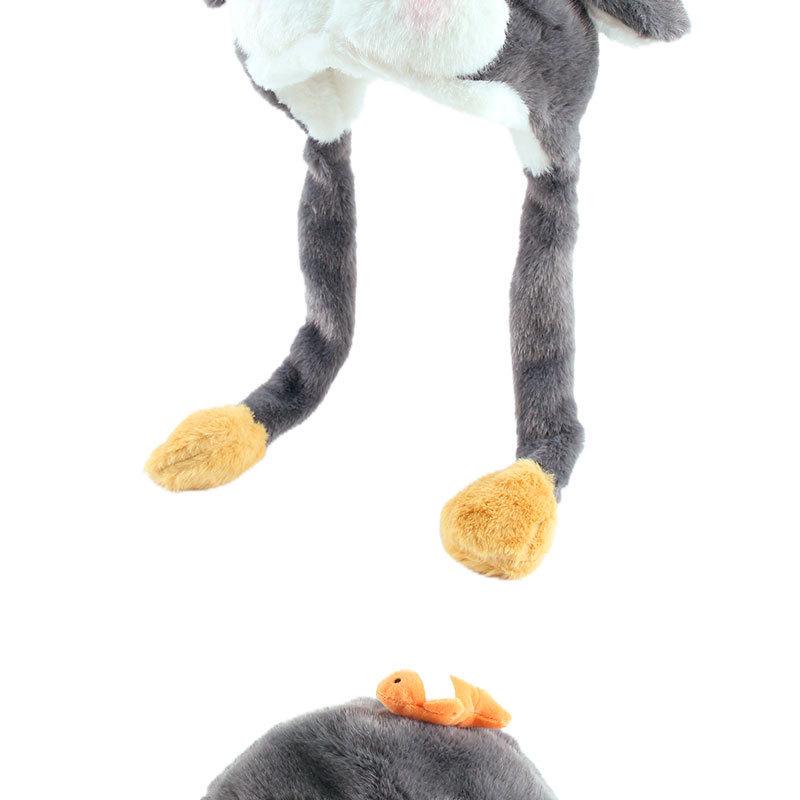 Blue-Gray Penguin Ear Moving Earmuffs, Faux Fur, Windproof, Cold-Proof, Cute Winter Hat for Kids.