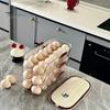 Automatic Rolling Egg Container Fridge Storage Box Food Grade BPA Free Transparent Stackable Fridge Organizer with Lid
