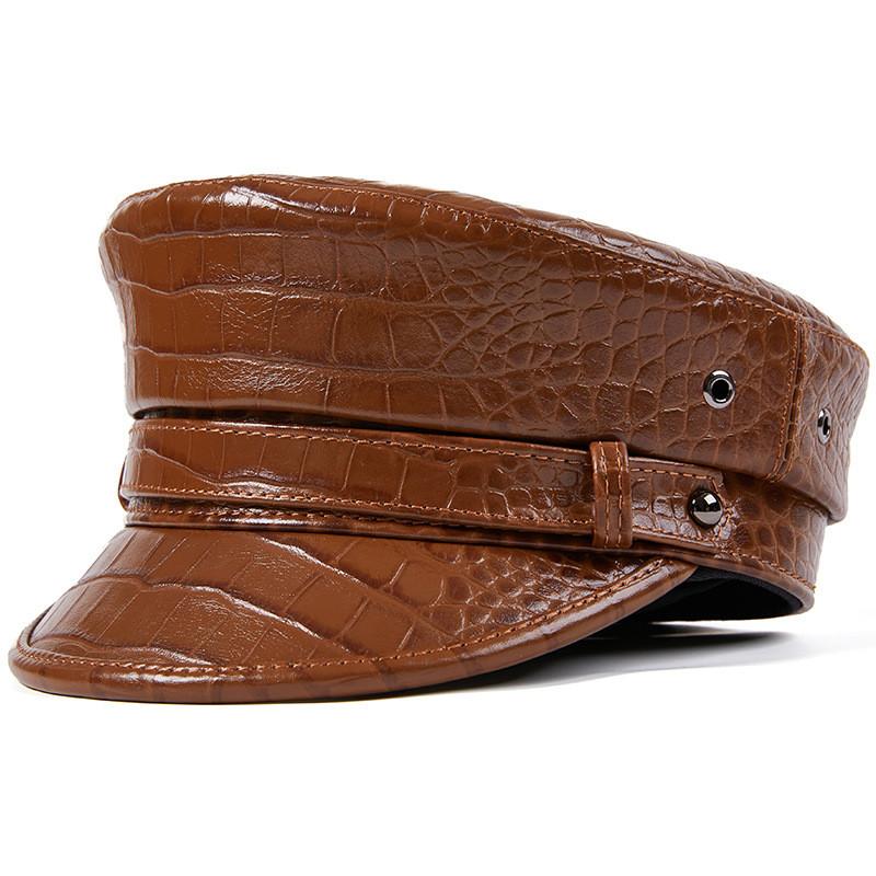 Осенне-зимняя кепка первого слоя из коровьей кожи, кепка для газетчика, тонкая мужская и женская кепка с плоским верхом в стиле хип-хоп, шляпа капитана