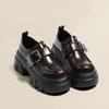 Womens Thick Bottom Loafers Shoe Designer Luxury Metal Buckle Fashion Retro Shoes for Women Versatile British Style Leather Shoe