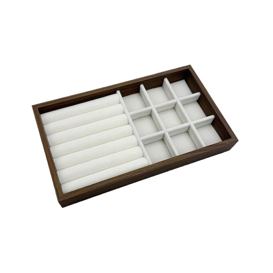 1 Pc, Walnut Wood Pattern Jewelry Box, Jewelry Tray, Suitable for Storing Necklaces, Rings, Earrings and Ear Studs. Color: Beige