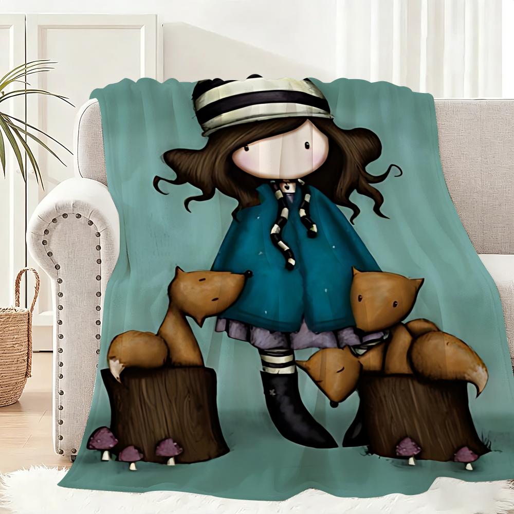 Cartoon Santoro Gorjuss Throw Lightweight 240g Flannel Blanket Soft Skin-friendly for Summer Cooling