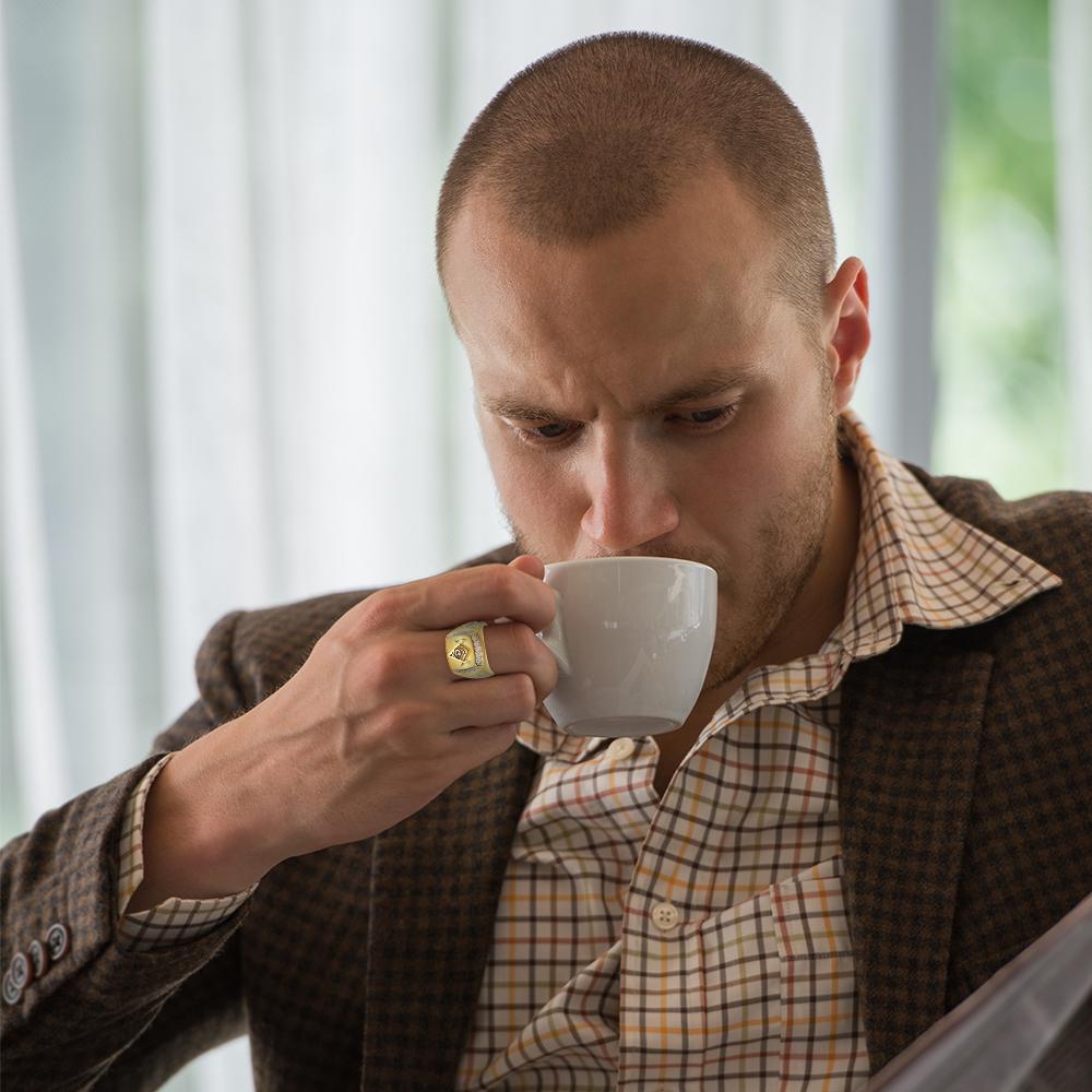 Новое поступление, мужские кольца с кристаллами CZ и масонскими масонскими печатками, нержавеющая сталь 316L, ювелирные изделия золотого цвета для мужчин