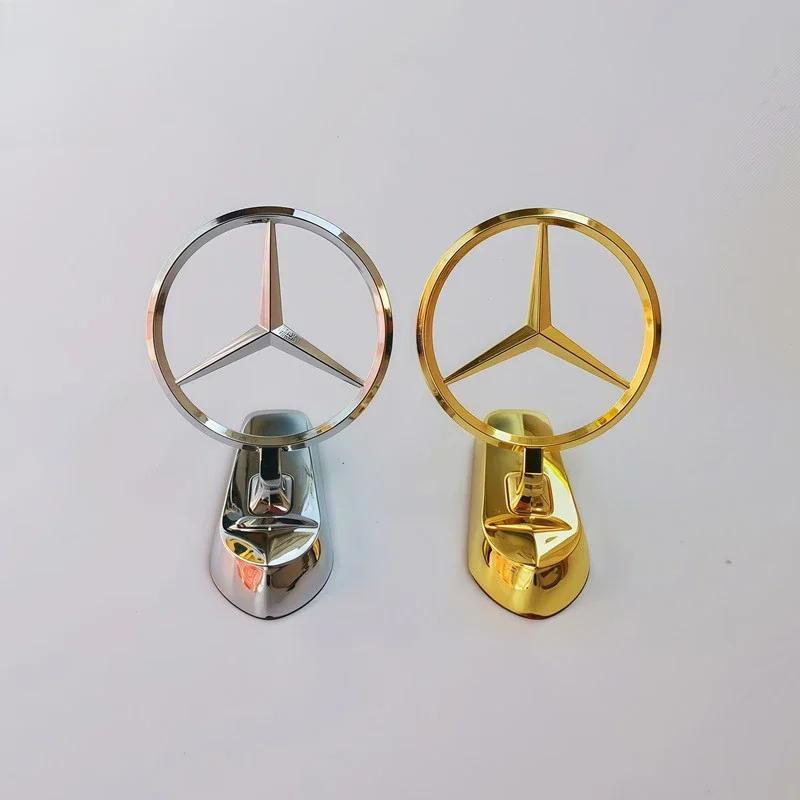 AABGV1 Emblem Badge for Car Hood Front Chrome Logo Luxurious Plated for Mercedes Benz Hood with Wing for C200 R300 E260 S450 S350