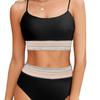 U Neck Webbing High Waist Sexy Two Piece Swimsuit Elegant Women Bikini