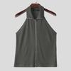 INCERUN Summer Men Sleeveless Zipper Rib Tank Tops T-shirts